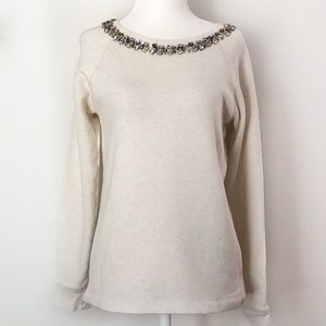 J Crew Jeweled Bib Sweatshirt